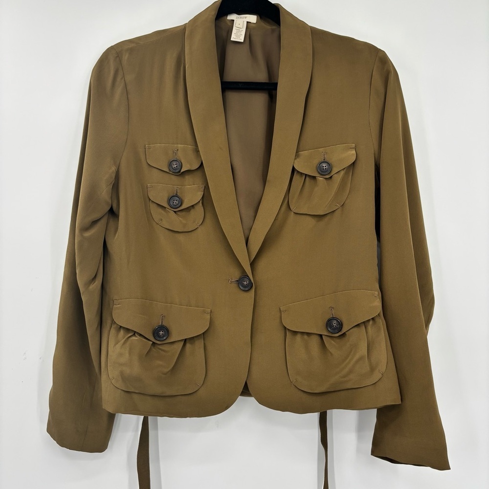 J Crew Safari Jacket, Blazer 100% Silk Size 4 - Picture 7 of 11